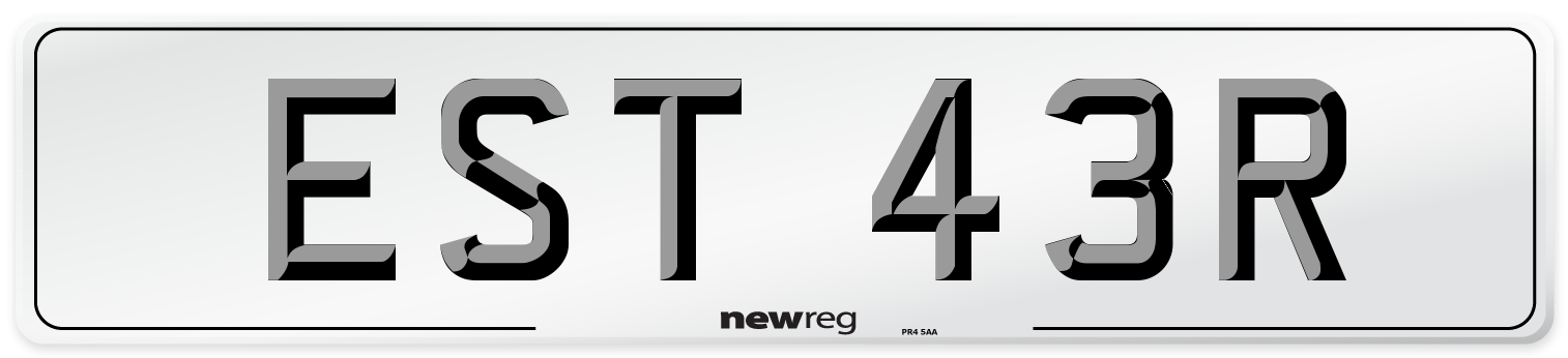 EST 43R Number Plate from New Reg